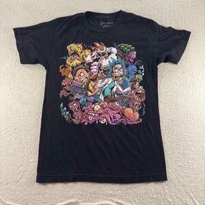 Rick and Morty Adult Swim Graphic Print Black Short Sleeve T-Shirt Cartoon SciFi